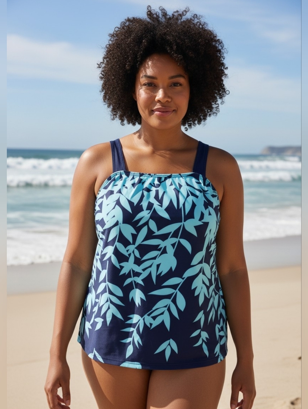 NWOT Tankini W/ Built In Bra Adjustable Straps Sz Med